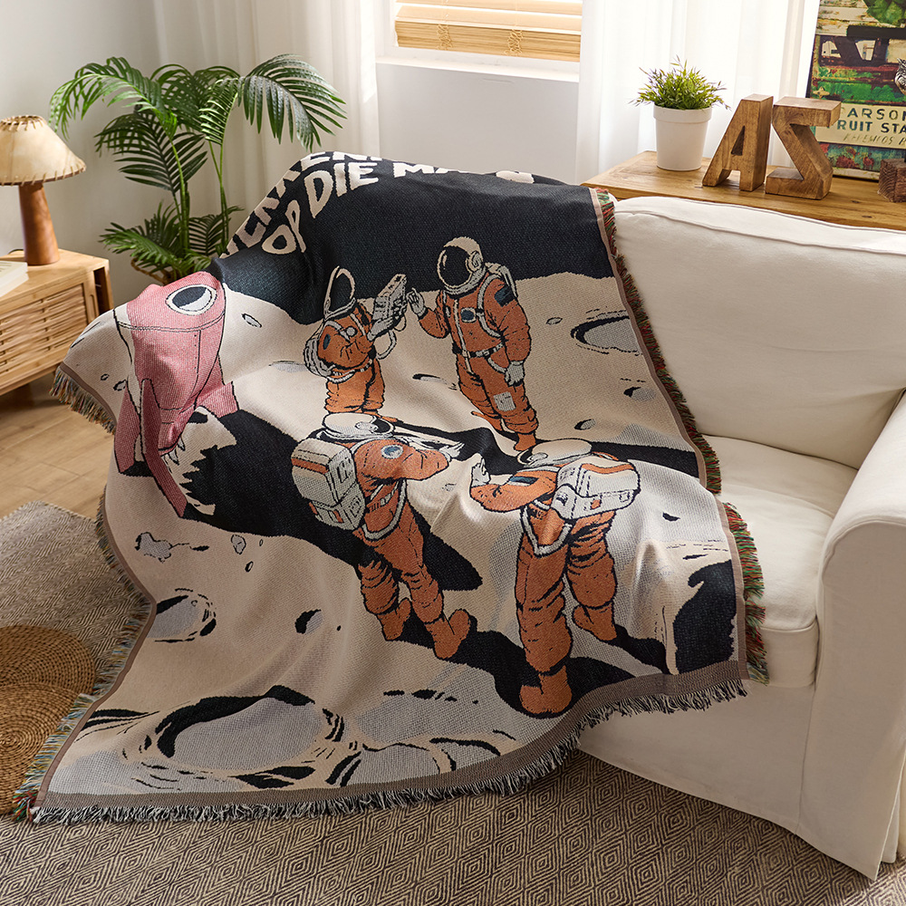 Cross-Border American Sofa Towel Cover Cotton Gauze Tassel Sofa Cushion Office Nap Blanket Camping Blanket Picnic Floor Mat