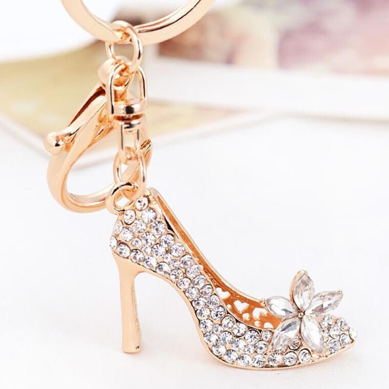 European and American Best-Selling High-Heeled Shoes Keychain Car Keychain Women's Luggage Keychain Pendant Diamond-Encrusted Exquisite Keychain