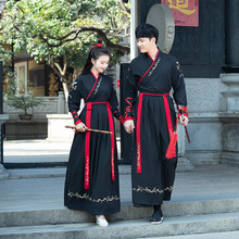 传统日常汉服情侣男女CP交领中国风交领古装民族风表演黑色套装秋