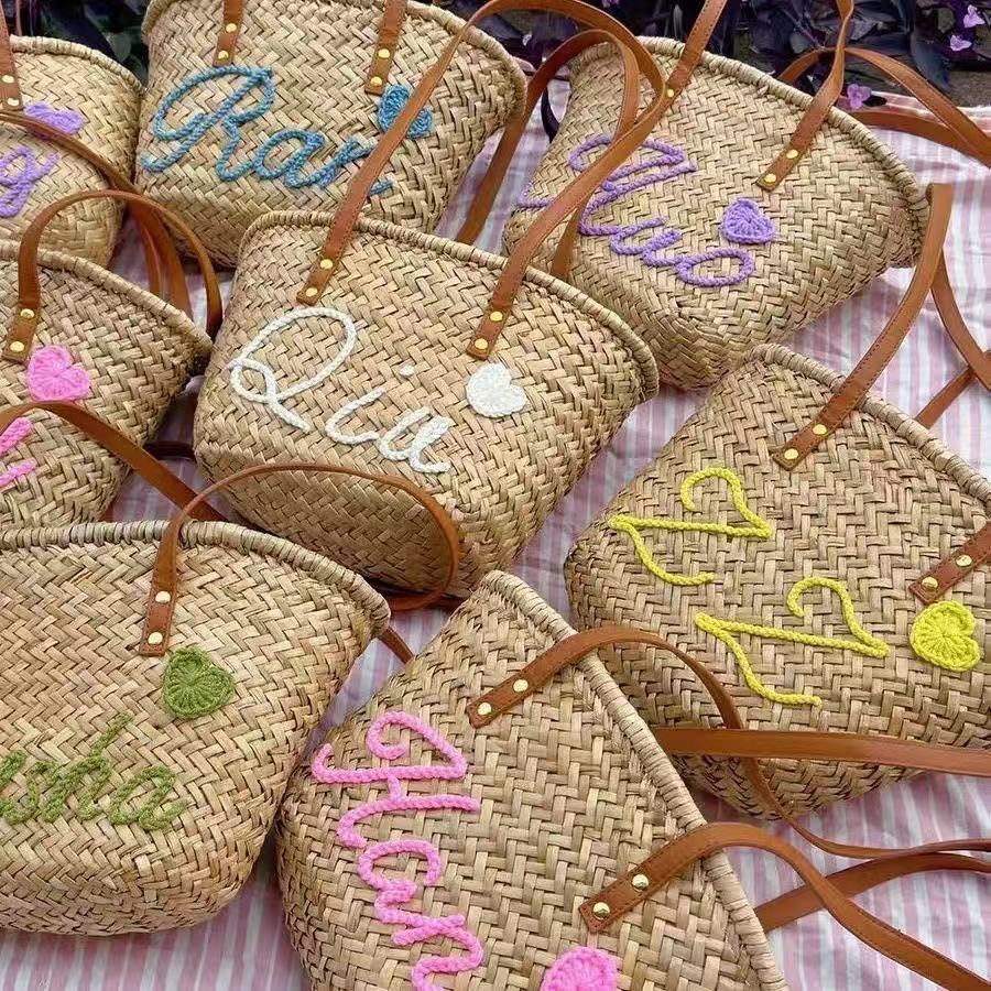 2026 Cross-Border New Straw Woven Bag For Women Trendy Tote Handbag Beach Vacation Bag Bridesmaid Bag - Thumbnail 6