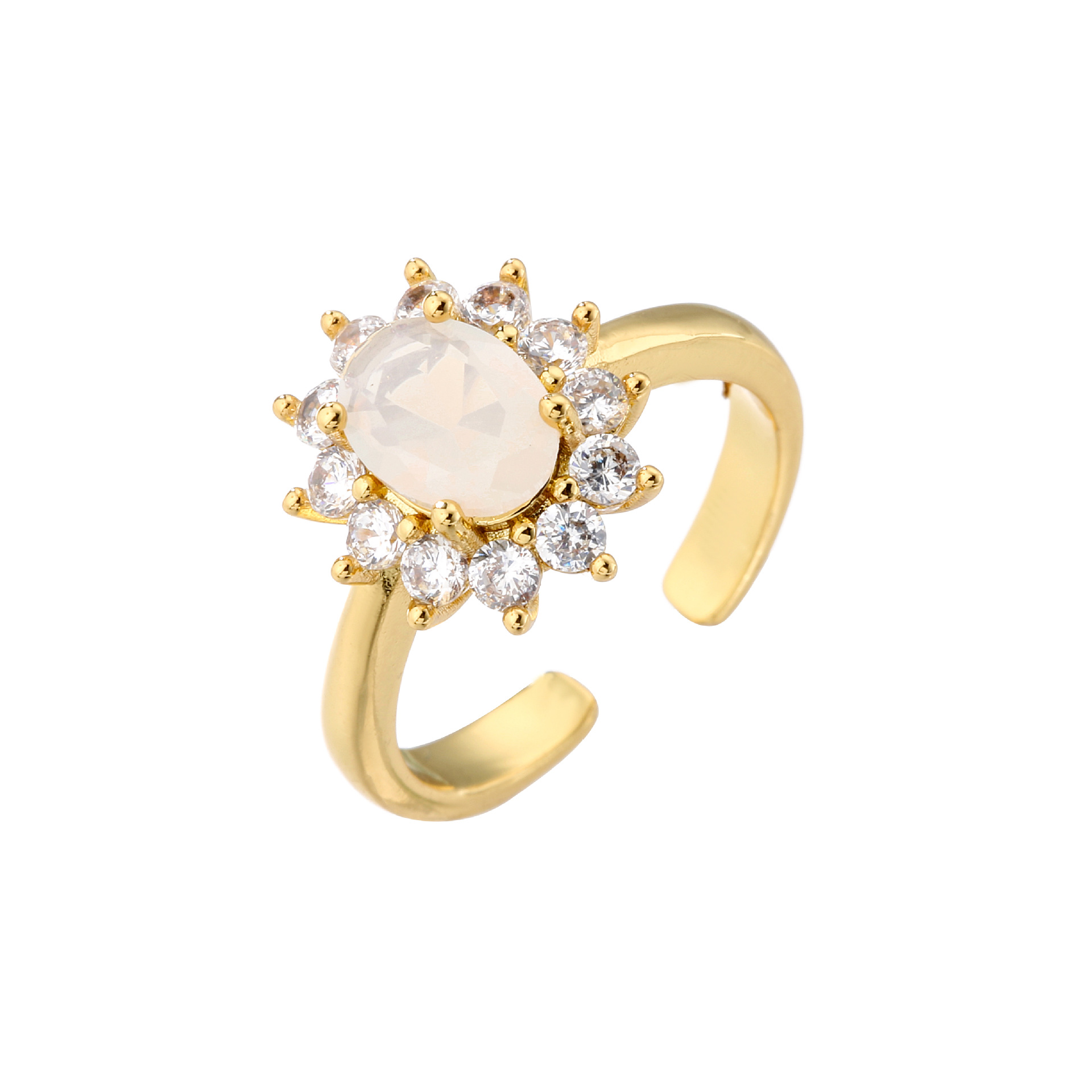 Mikro-intarsien Zirkon Oval Diamant Ring Bonbon Farbe Edelstein 18k Vergoldeter Ring display picture 5