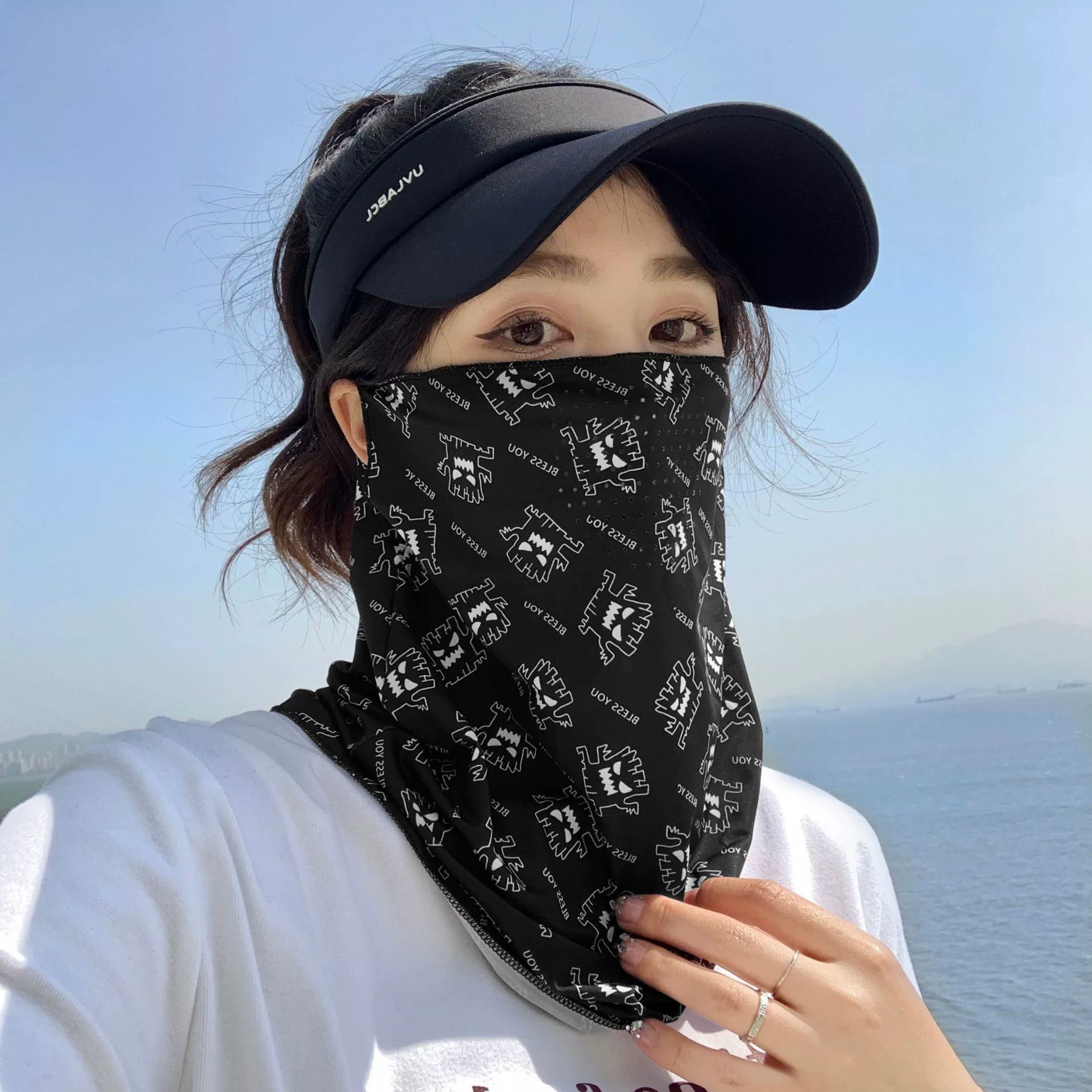 Hanging ear sunscreen mask men's full face shade driving neck ride ride face napkin locomotive women's neck sunscreen face cover veil
