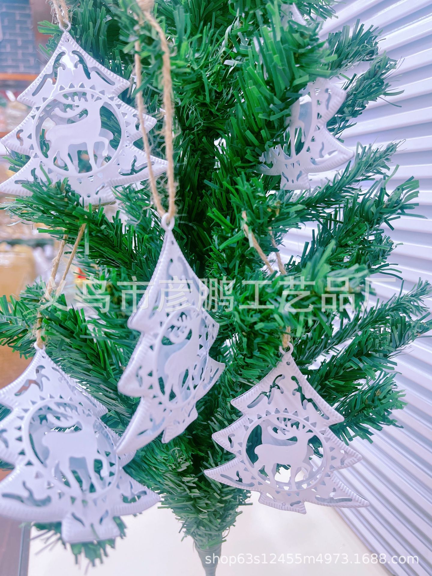 圣诞装饰跨境圣诞树麋鹿设计挂件橱窗白色圣诞树派对场地装饰挂件