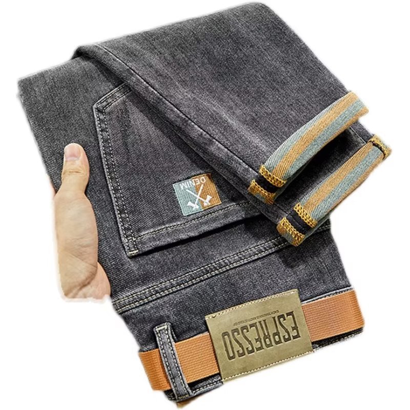 Men's Slim Fit Jeans Trendy Versatile Elastic Cropped Trousers_voghion.com