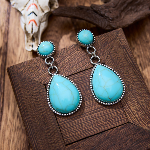 retro turquoise ethnic elegant earrings drop-shaped