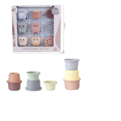 Cross-border Amazon Baby Bathroom Playing Cartoon Animals Jenga Cup Beach Hourglass Jenga Storage Cup Toy