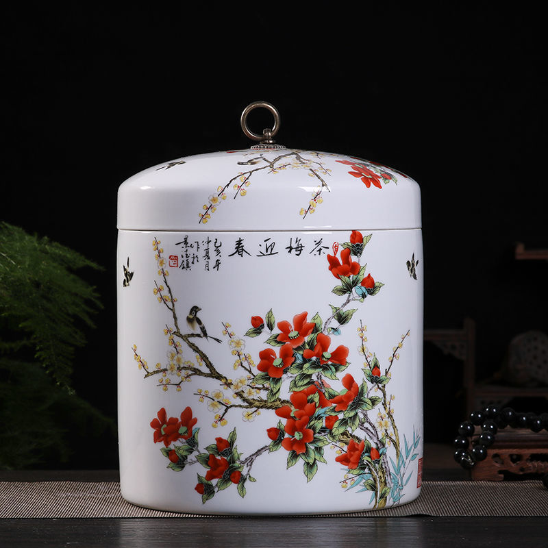 景徳鎮セラミック米タンク家庭用蓋付き 5kg 10kg 米バケツ密封缶米貯蔵タンク 10kg 小麦粉バケツ防虫|undefined