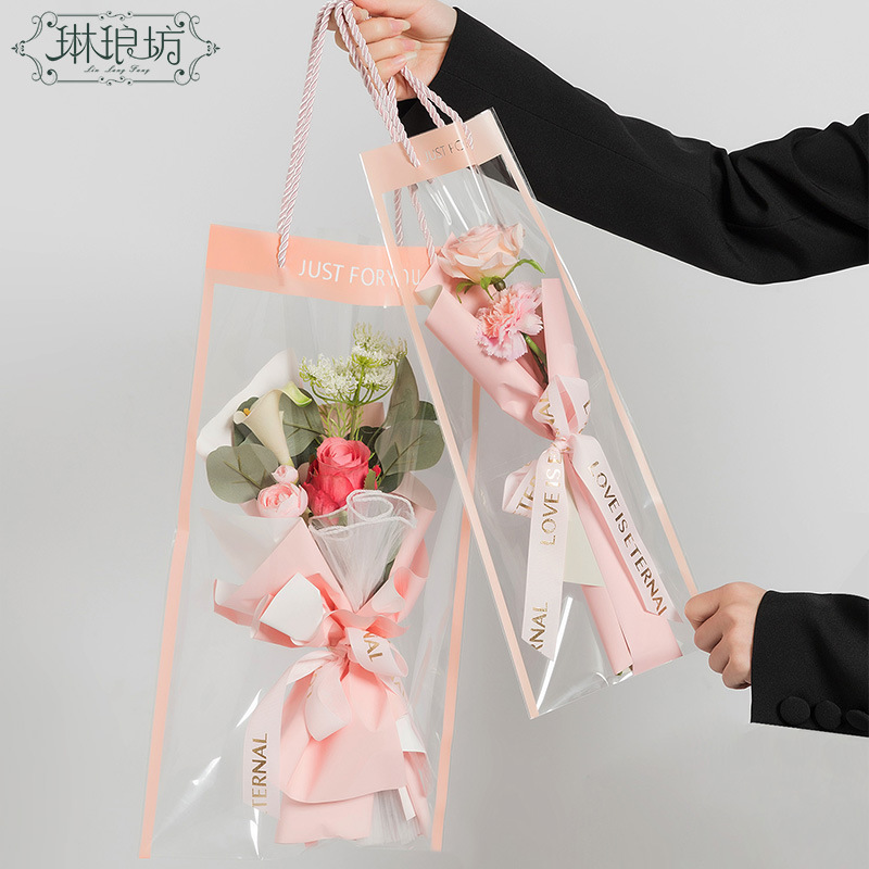 Bolso de borde mágico en línea celebridad ins Moda nuevo ramo fresco bolsa de regalo de alta transparente OPP bolso de mano 10