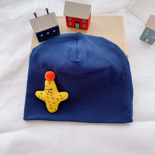 Single layer trendy spring and autumn baby hat Korean style cotton children's pullover solid color thin knitted baby hat