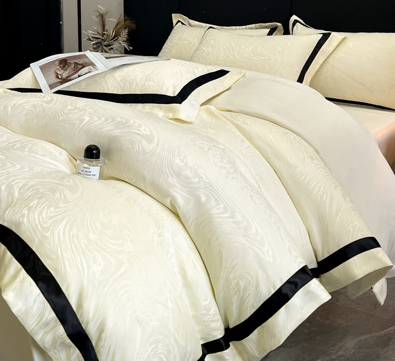 Juego de cuatro piezas de seda lavada, funda de edredón de seda de hielo, sábana de dormitorio principal de lujo ligero de verano