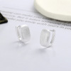 Fashionable universal matte square design brand earrings, silver 925 sample, simple and elegant design, European style