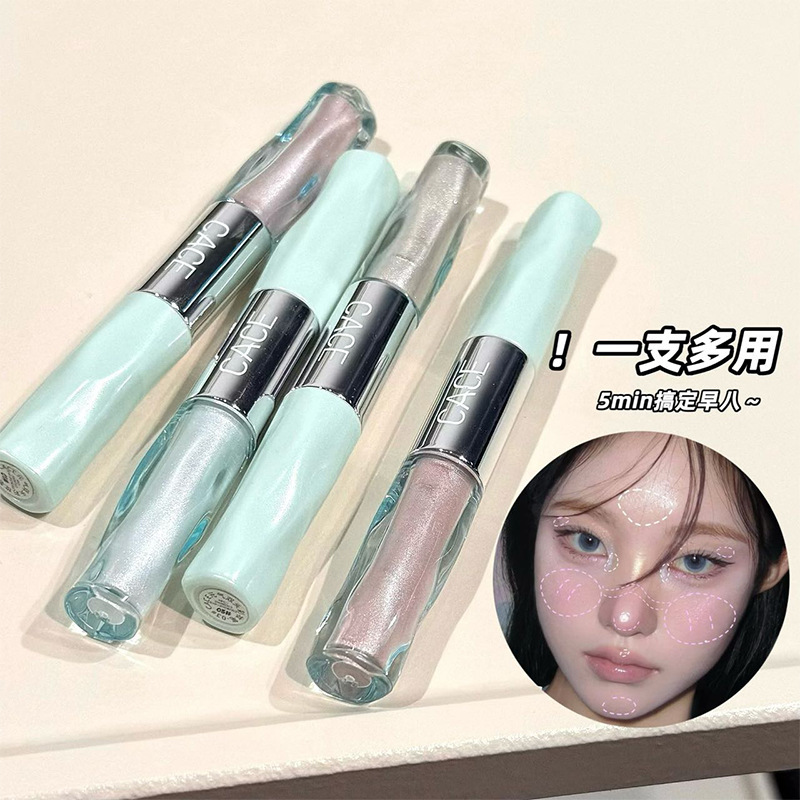 CACE Xinyuanqi doble cabeza pluma de maquillaje de agua de baja saturación de color labial rojo de alta luz pluma de maquillaje multipropósito