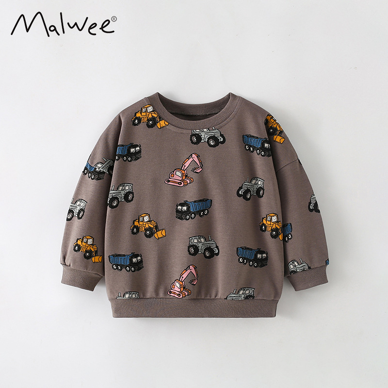 Malwee ropa para niños de otoño suéter de cuello redondo nuevo estilo europeo y americano impresión casual para niños guapo chaqueta infantil