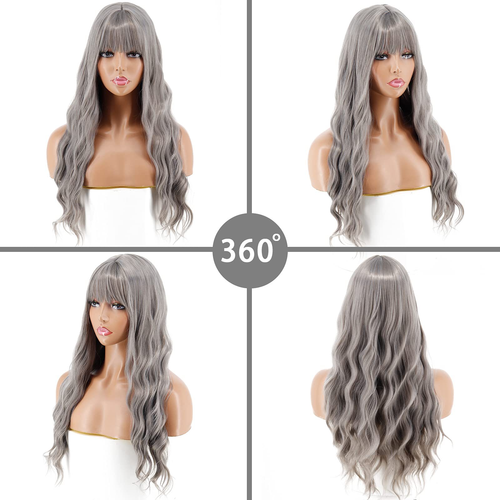 Perruque synthétique noire longue bouclée avec plusieurs couleurs, ensemble complet de perruques en soie haute température_voghion.com