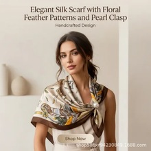 跨境2026年新款女仿真丝发带头巾帽 民族风70*70方巾防晒时尚丝巾