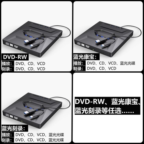 Manufacturer's private model USB&TYPE-C3.0 four-in-one optical drive DVD burner Blu-ray playback burner optical disc drive