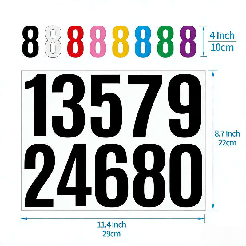 4inch Digital Stickers Large Mailbox Logos Goods Classification Self-Adhesive Self-Adhesive Waterproof Digital Stickers Wholesale