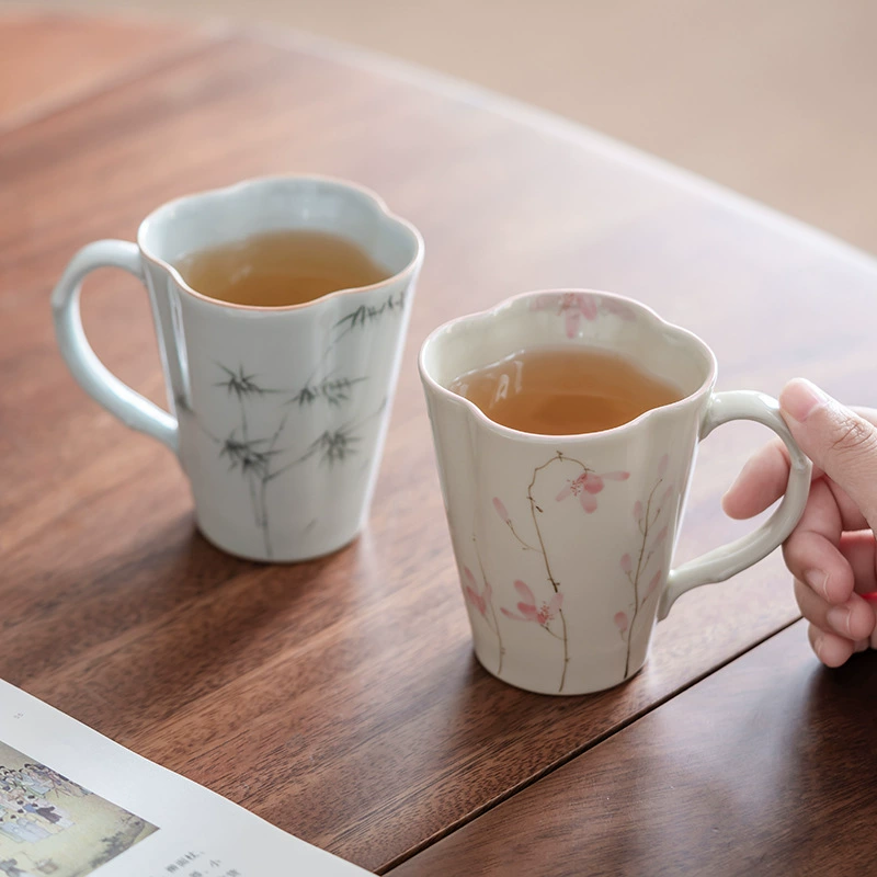 grass and wood gray hand-painted bamboo rhyme and begonia personal cup orchid mug underglaze ceramic tea cup drinking cup master cup