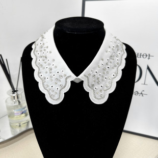 AliExpress Amazon white beaded hollow fake collar dress pair collar top decorative collar factory direct sales