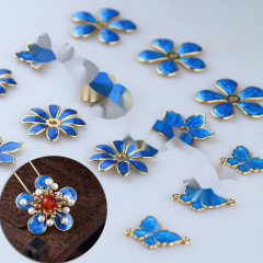 diy ジュエリー合金アクセサリー模造七宝青花トレイ焼青手作りヘアピンヘッドバンド材料