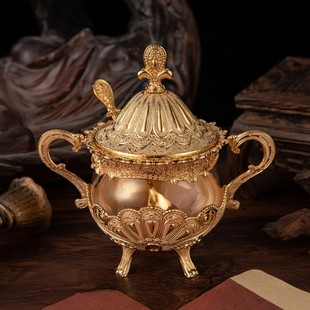 European-Style White Sugar Cup, Creative and Fashionable Sugar Cup, Condiment Bottle, Restaurant Kitchen Daily Necessities, Golden Peacock Pattern Sugar Gu