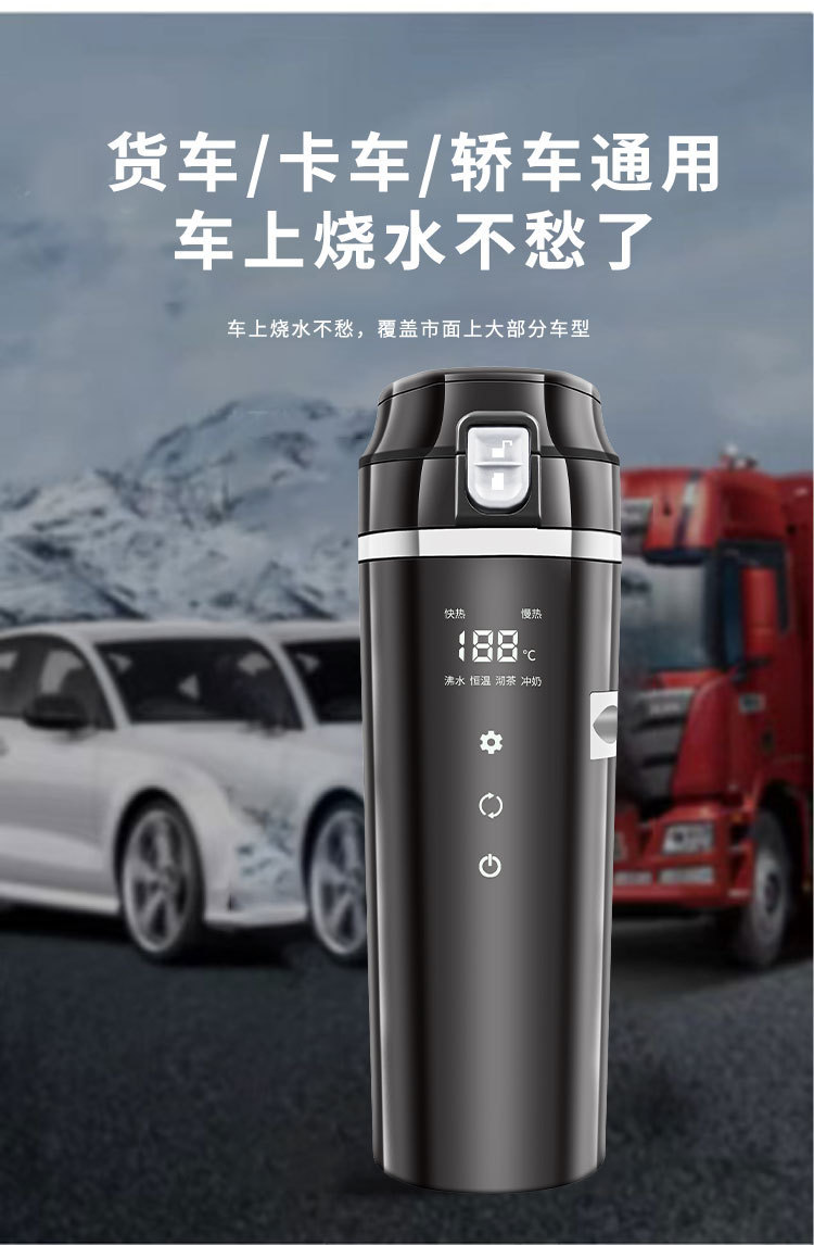 Cross-Border Car Water Kettle 12V24V Universal Electric Heating Water Kettle Car Heating Cup Car Home Dual-Purpose Water Kettle