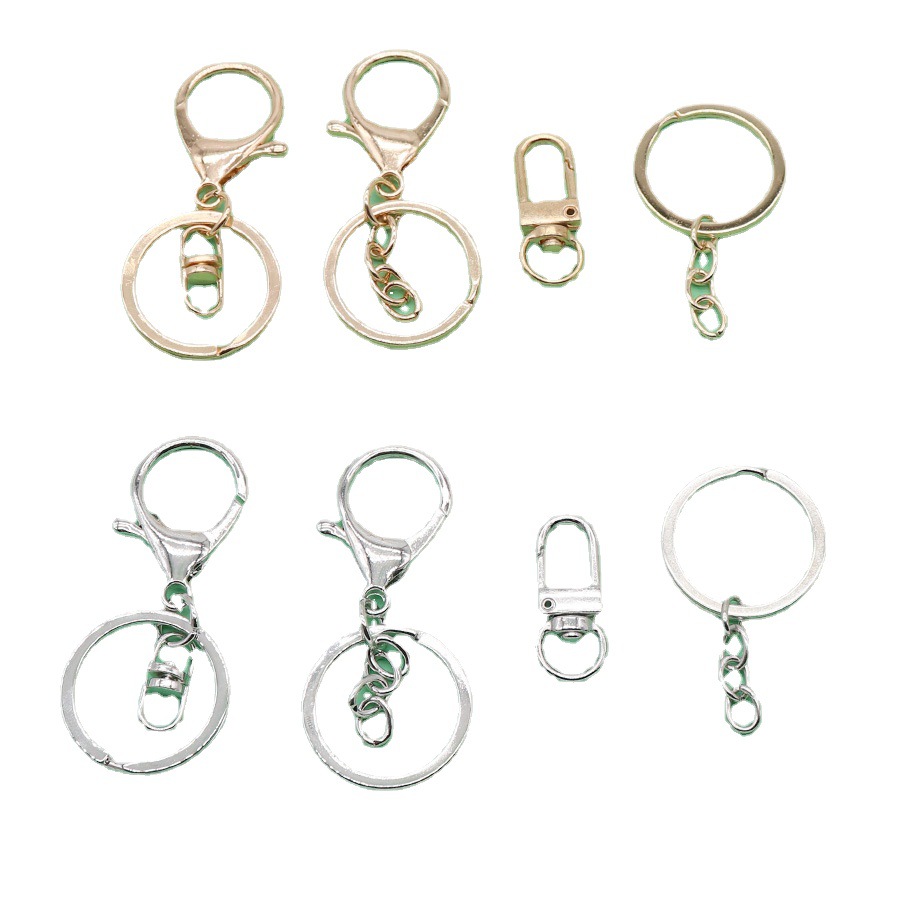 Fábrica al por mayor todo tipo de metal llavero accesorios de aleación langosta hebilla cadena hebilla 8-palabra llavero accesorios al por mayor