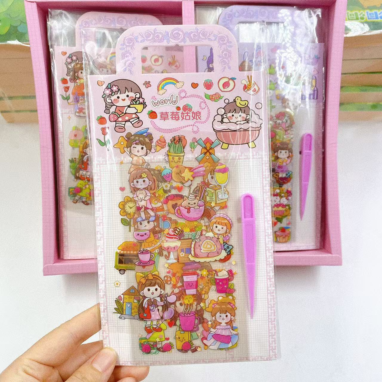 Pegatinas creativas pegatinas para chicas juguetes regalos premios hechos a mano DIY decoración pegatinas pinzas lindas 2 yuan al por mayor
