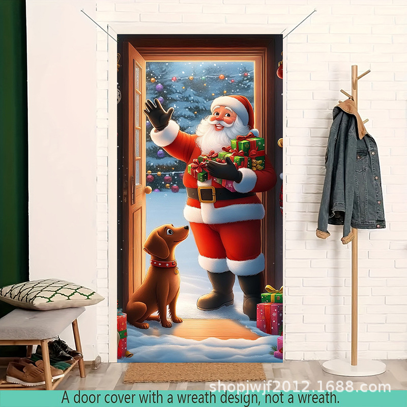 TEM Amazon transfronterizo nueva decoración de la cubierta de la puerta de Navidad rojo Santa Claus regalo cubierta de la puerta ambiente festivo fiesta