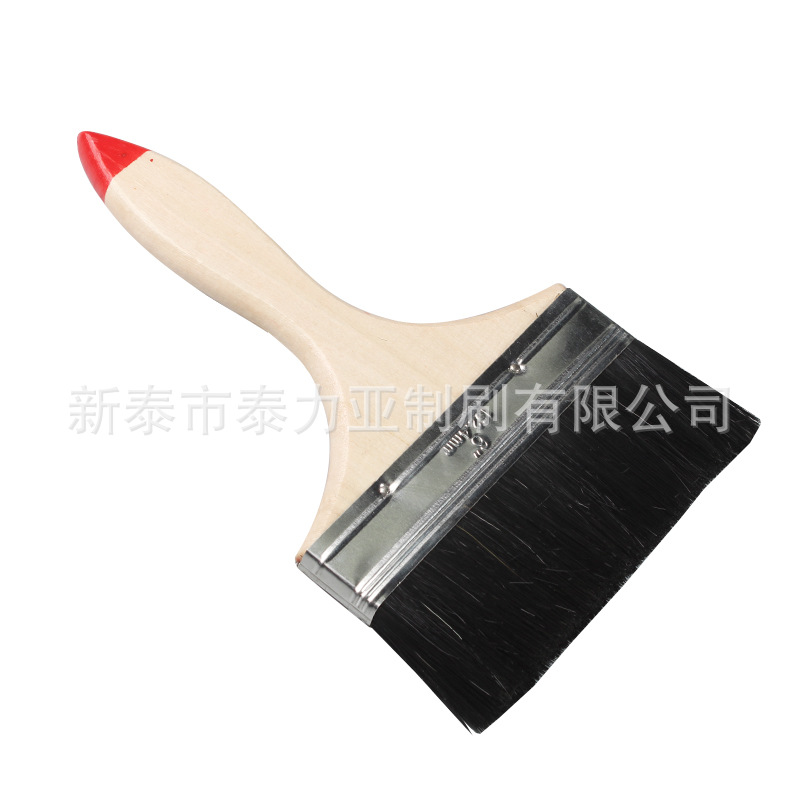 Cola roja engrosada cepillo de seda negro cepillo de barbacoa cepillo de limpieza cepillo de herramientas de hardware barniz mango de madera pelo de cerdo cepillo de seda de nylon mezclado