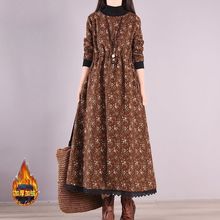 加绒连衣裙2025新款禅意风斜肩款显瘦加厚其他打底字裙冬女