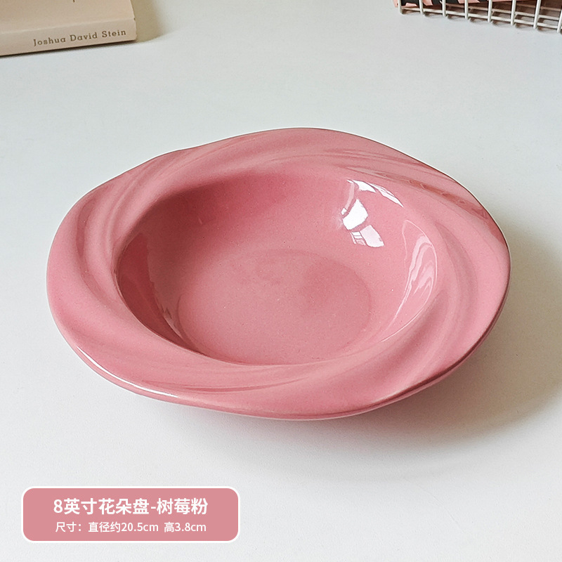 インスタ映えする可愛い陶器食器、高級感のあるプレート、皿、パスタ皿、洋食皿、家庭用高級デザート皿|undefined