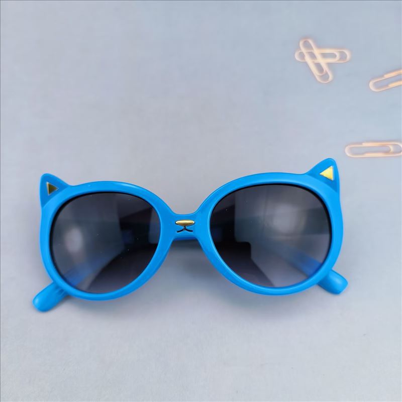 Children Unisex Gender Cute Novelty Sweet Cat Ac UV400 Protection Tinted Lenses Round Frame Full Frame Kids Sunglasses