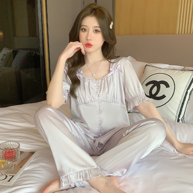 Solid color elegant silky soft pijama