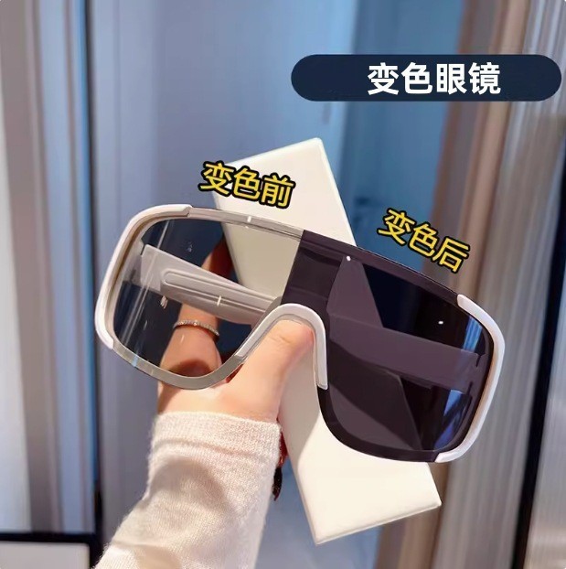 登山とサイクリングメガネ女性のアウトドアスポーツ防風防砂ゴーグルサングラス丸顔抗 UV 日焼け止めサングラス|undefined
