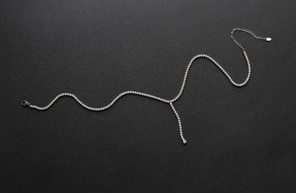 Fashion Solid Color Titanium Steel Inlay Artificial Gemstones Necklace 1 Piece