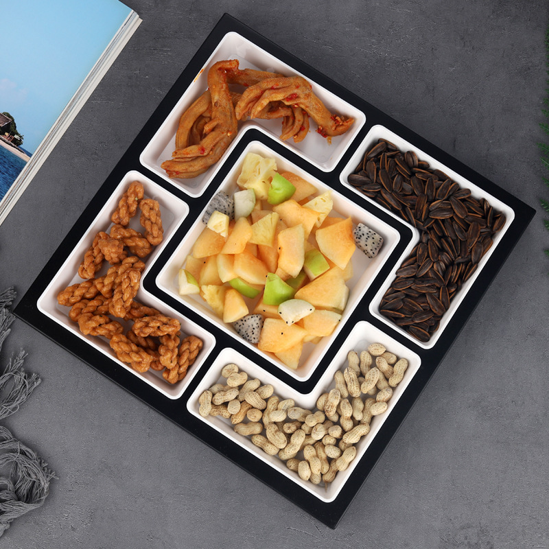 Bar KTV plato de aperitivos cuatro seis rejilla de acrílico Plato cuadrado LED luminoso plato de fruta grande electro-óptica a juego transparente plato de fruta