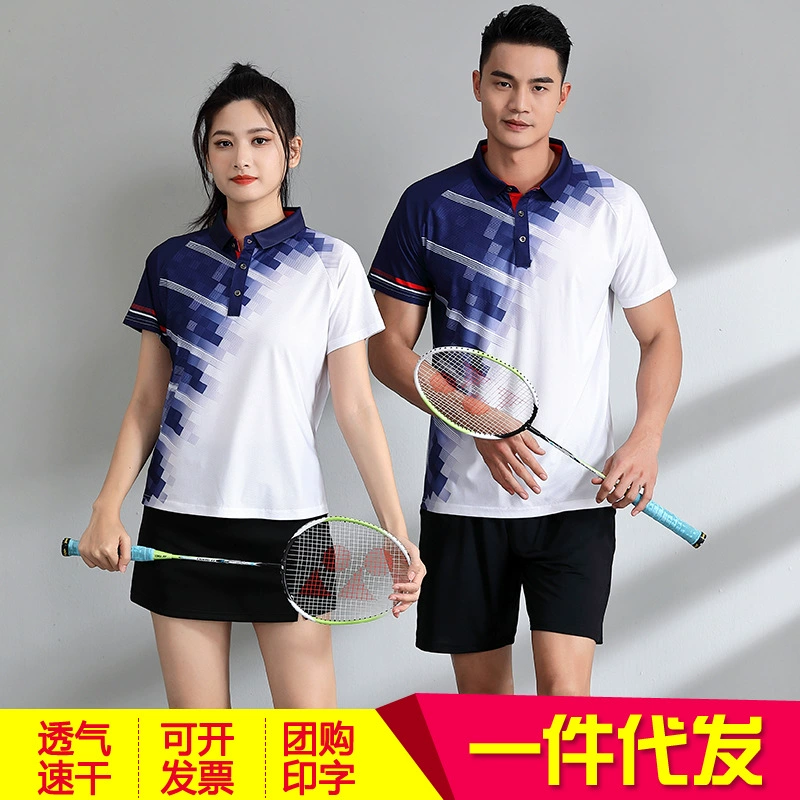 Одежда для бадминтона, Женский Топ, Мужская футболка с короткими рукавами для тренировок, одежда для спортивных команд, быстросохнущая дышащая одежда для настольного тенниса, печать для групповых покупок