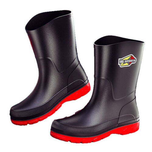 New men's waterproof shoes, rain shoes, non-slip rain boots, medium tube fashionable rubber shoes, Korean slip-on casual wholesale, cross-border