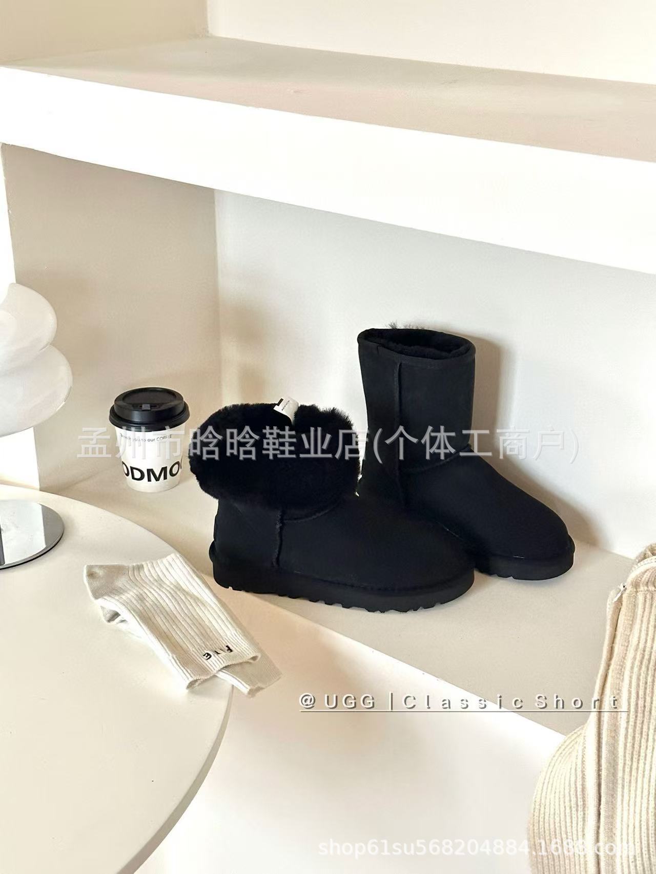 Sangpo botas de nieve de cabra de mujer un nuevo clásico de tubo largo con terciopelo grueso y calentamiento con zapatos de algodón