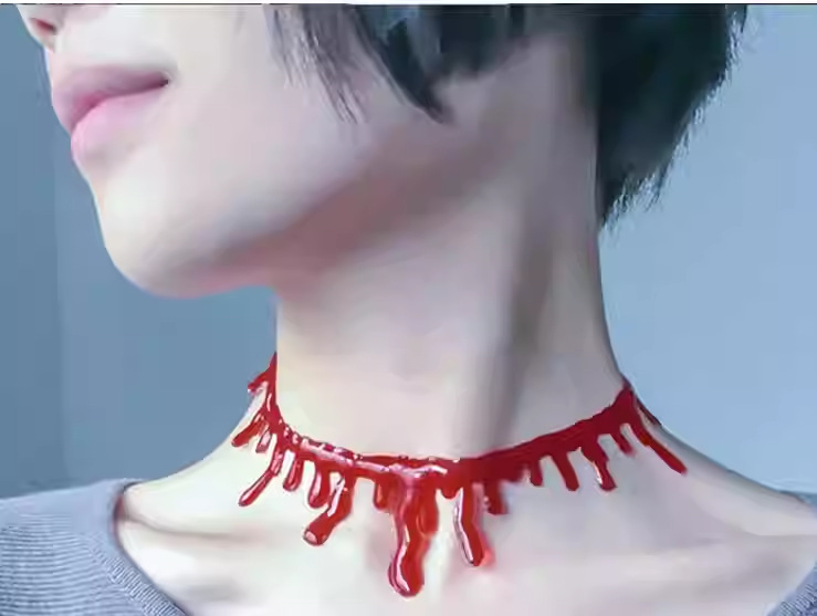 Blood Drip Choker Necklace Halloween Vampire Horror Jewellery_voghion.com