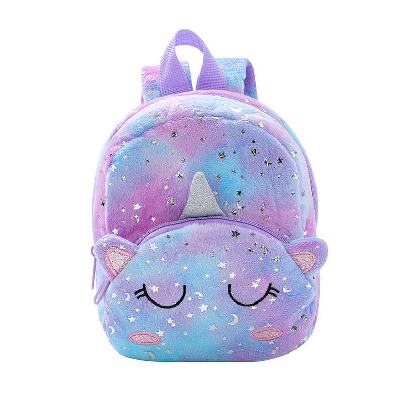 Plush Material Kids Backpack Backpack Colorful Tie-dye Casual Daily Kids Backpack Cute Backpack