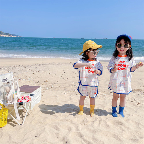 ins trendy brand Korean children's clothing new children's short-sleeved T-shirt tops shorts boys and girls dress suit brother and sister outfit