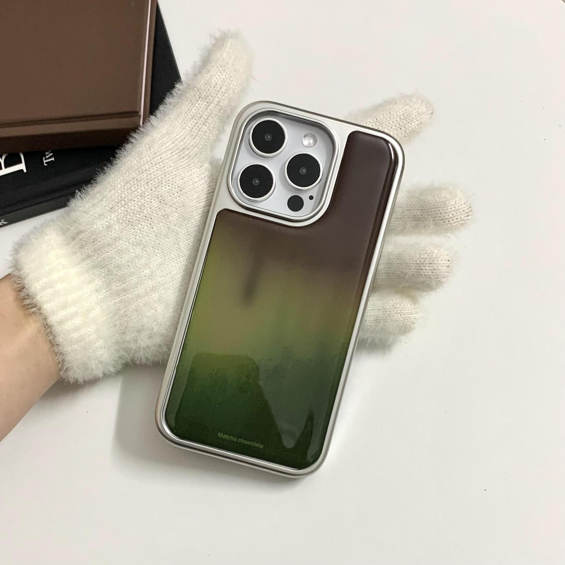 Retro epoxi marrón verde mancha para iphone15ProMax/16 funda para teléfono móvil Apple 13/14 soporte 15 mujeres