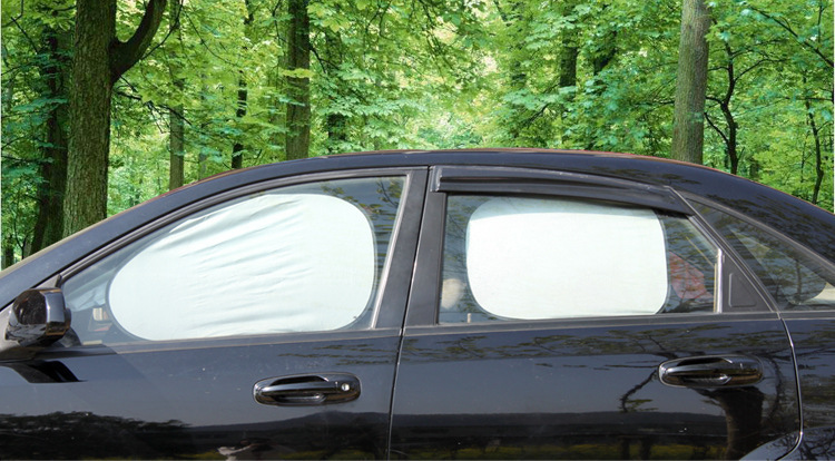 Universal Suction Cup Type Front and Rear Side Windshield Sunshade and Heat Insulation Silver-Coated Set for All-Season Car Sun Protection