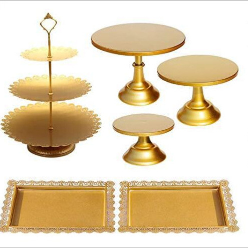 Estante de pastel europeo de hierro forjado conjunto de decoración de boda postres tienda de bocadillos estante de baile prop bandeja de pastel