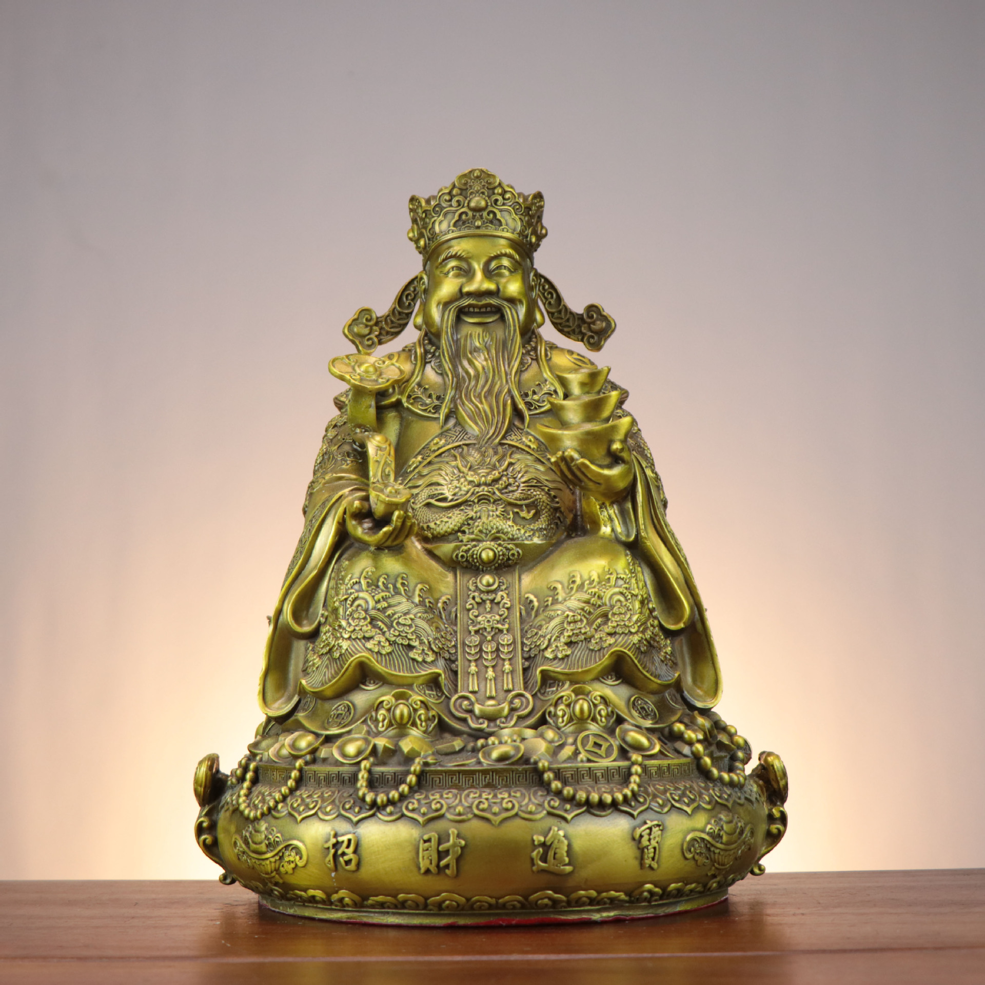 铜财神 财神爷摆件 文财神 元宝聚宝盆家用开业工艺品礼品