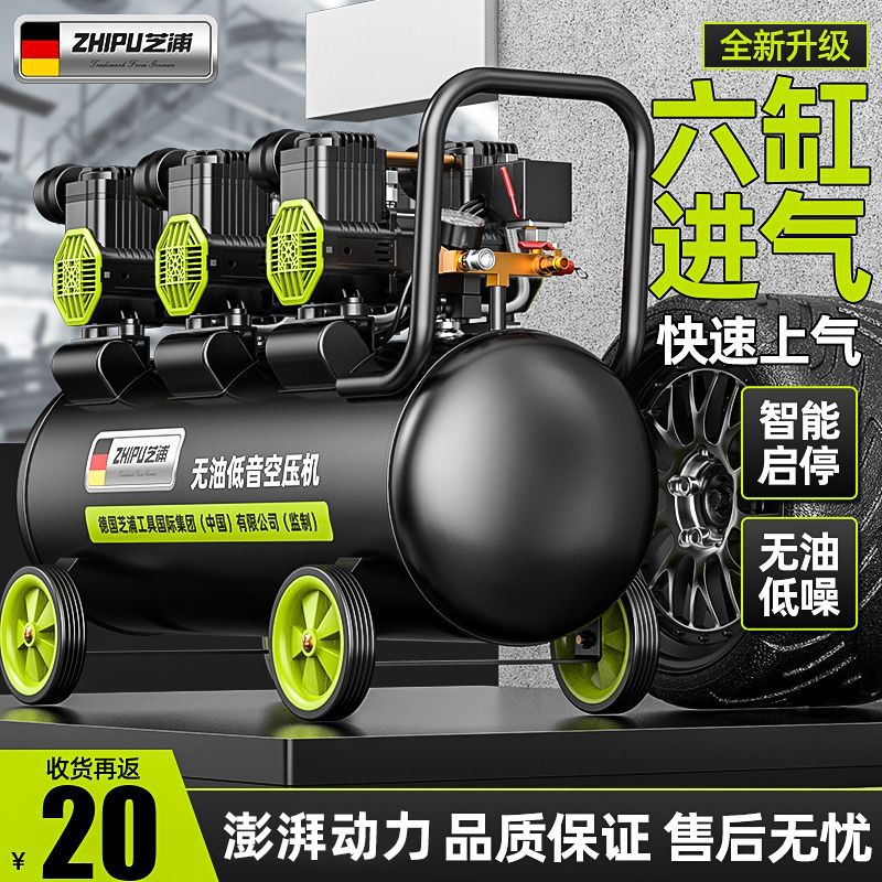 German Shibaura Air Compressor Air Pump Small 220V Air Compressor Oil-Free Bass Industrial Grade Woodworking High Pressure