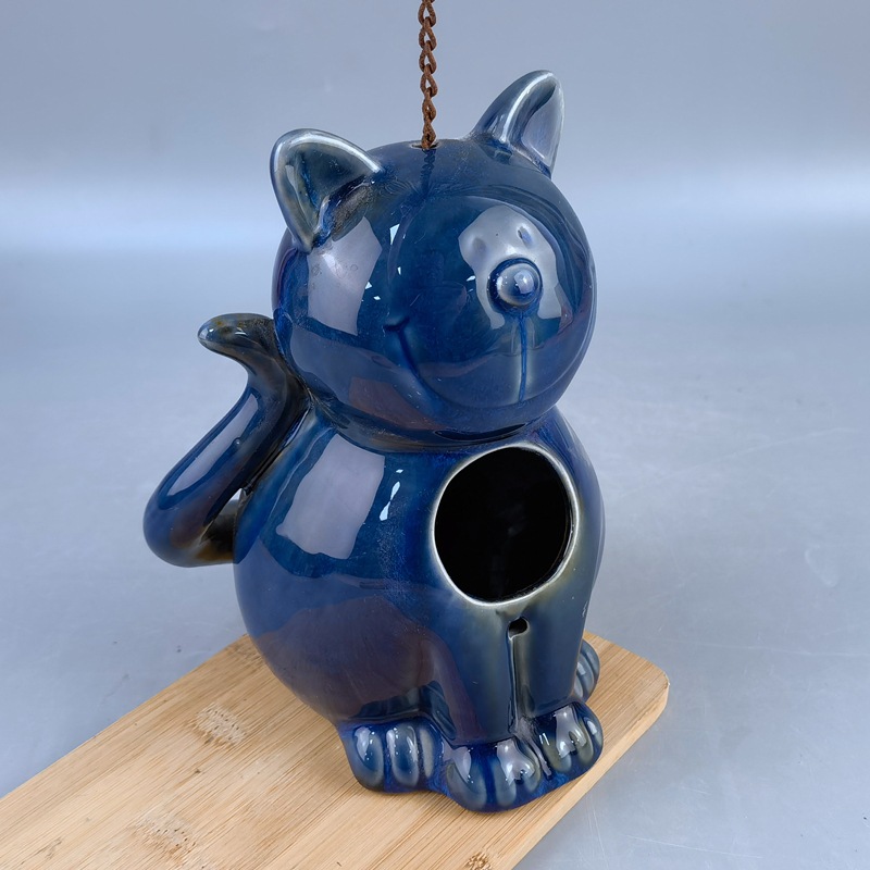 Cerámica gato forma casa para pájaros jaula para pájaros casa para pájaros casa para pájaros árbol colgante decoración de jardín al aire libre nido de pájaro