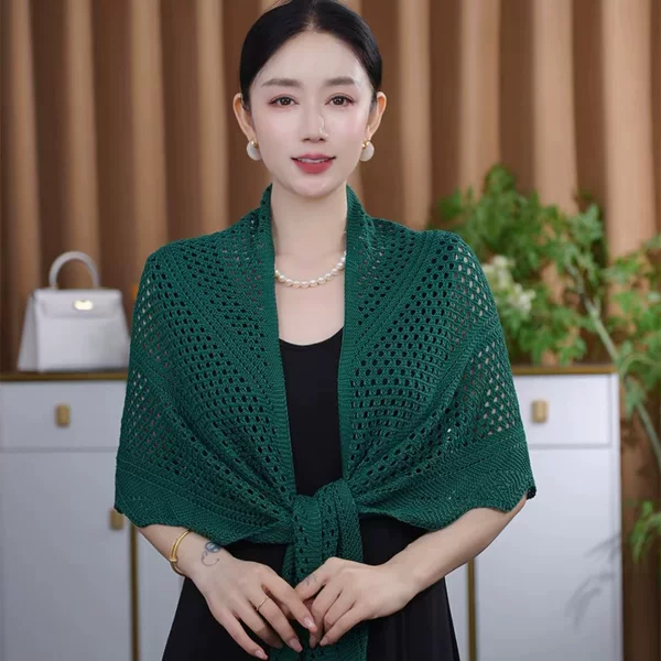 Summer hollow-out ice silk new knitted stylish sun-protective outerwear elegant and fashionable cardigan air conditioning shawl